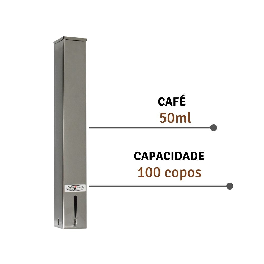 Dispenser Quadrado Inox Café 50ML