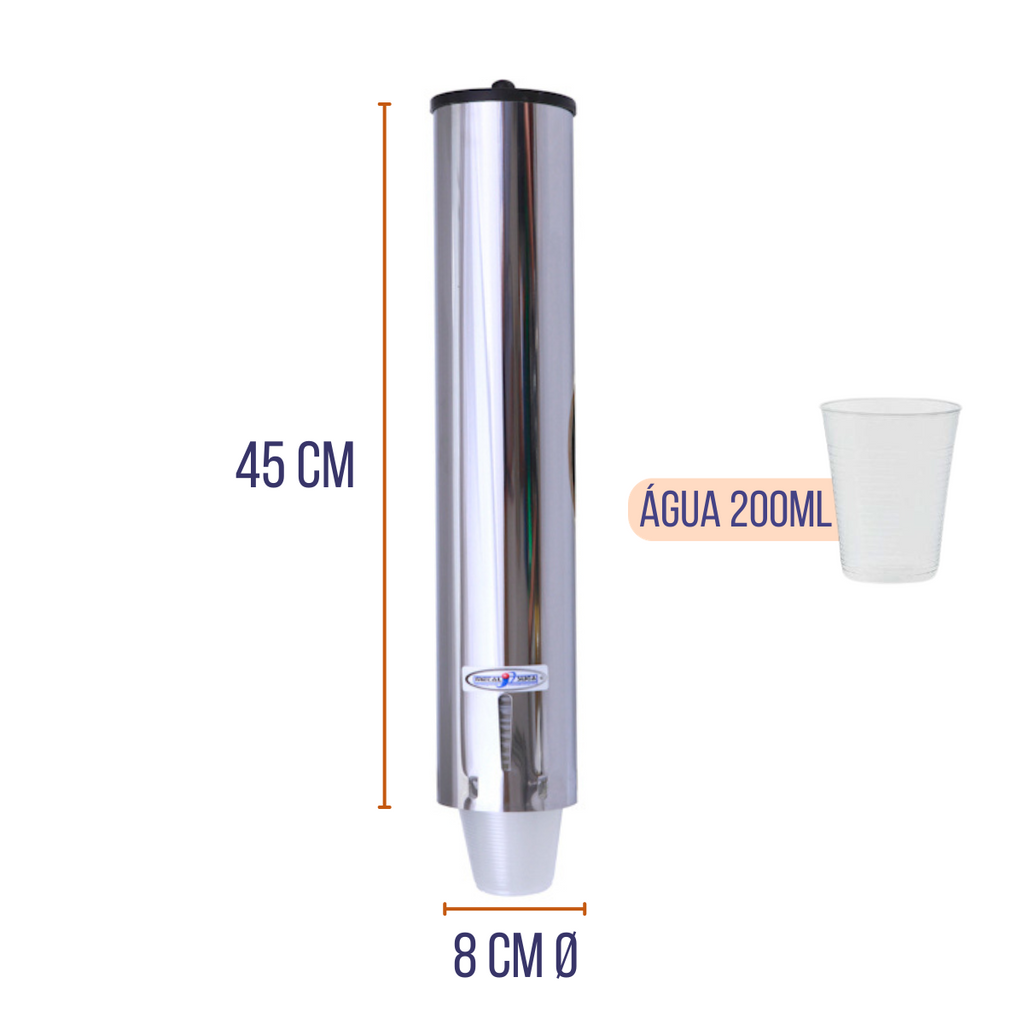 Kit 10 Dispenser Porta Copos Descartável Inox Água 200ML