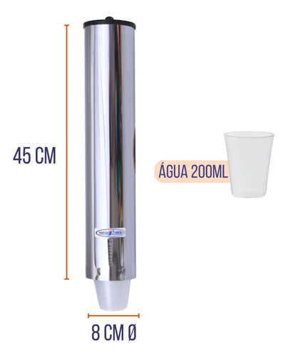 Kit Dispenser Porta Copos Descartável Inox 200/300/400/500ml
