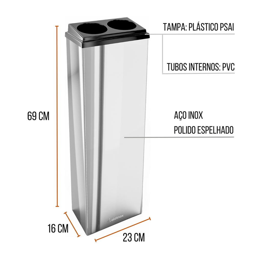 Coletor Copo Descartável Conjugado Inox Água 200ml