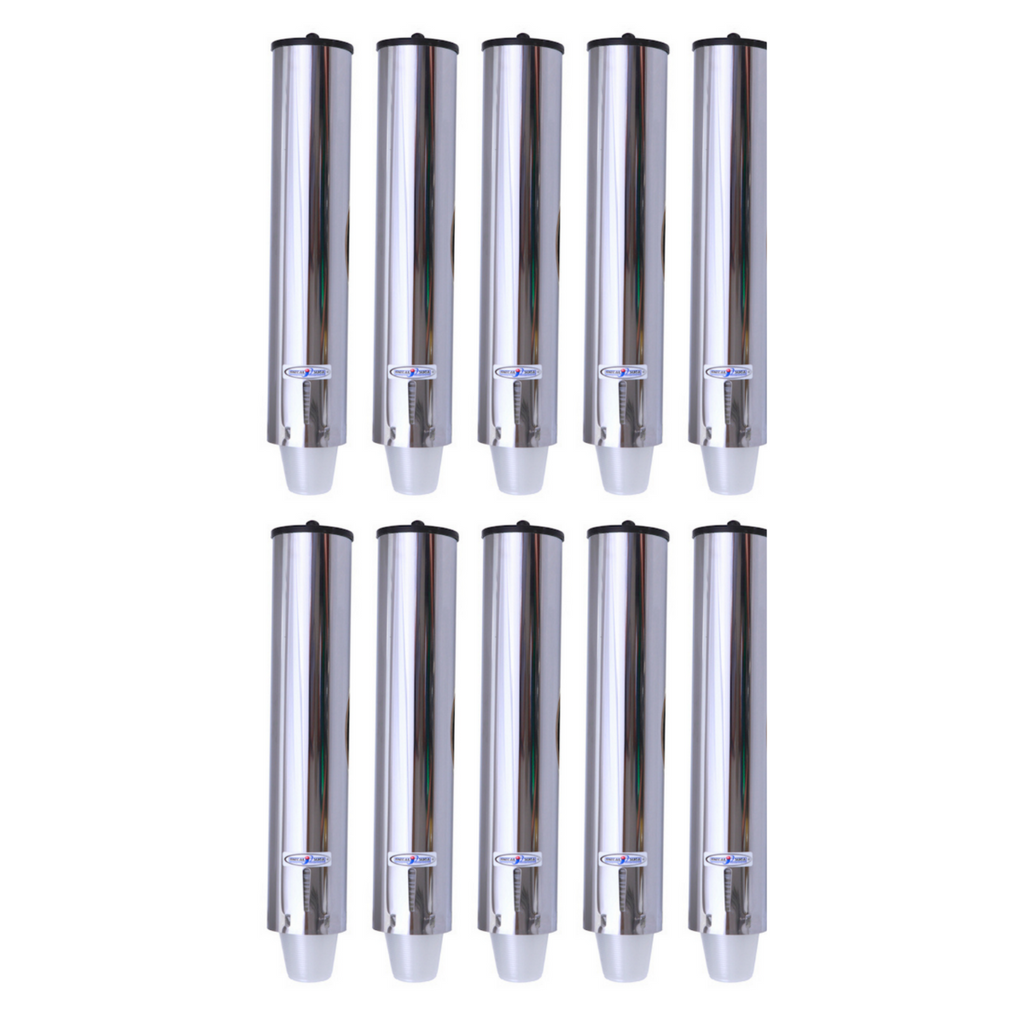 Kit 10 Dispenser Porta Copos Descartável Inox Água 200ML