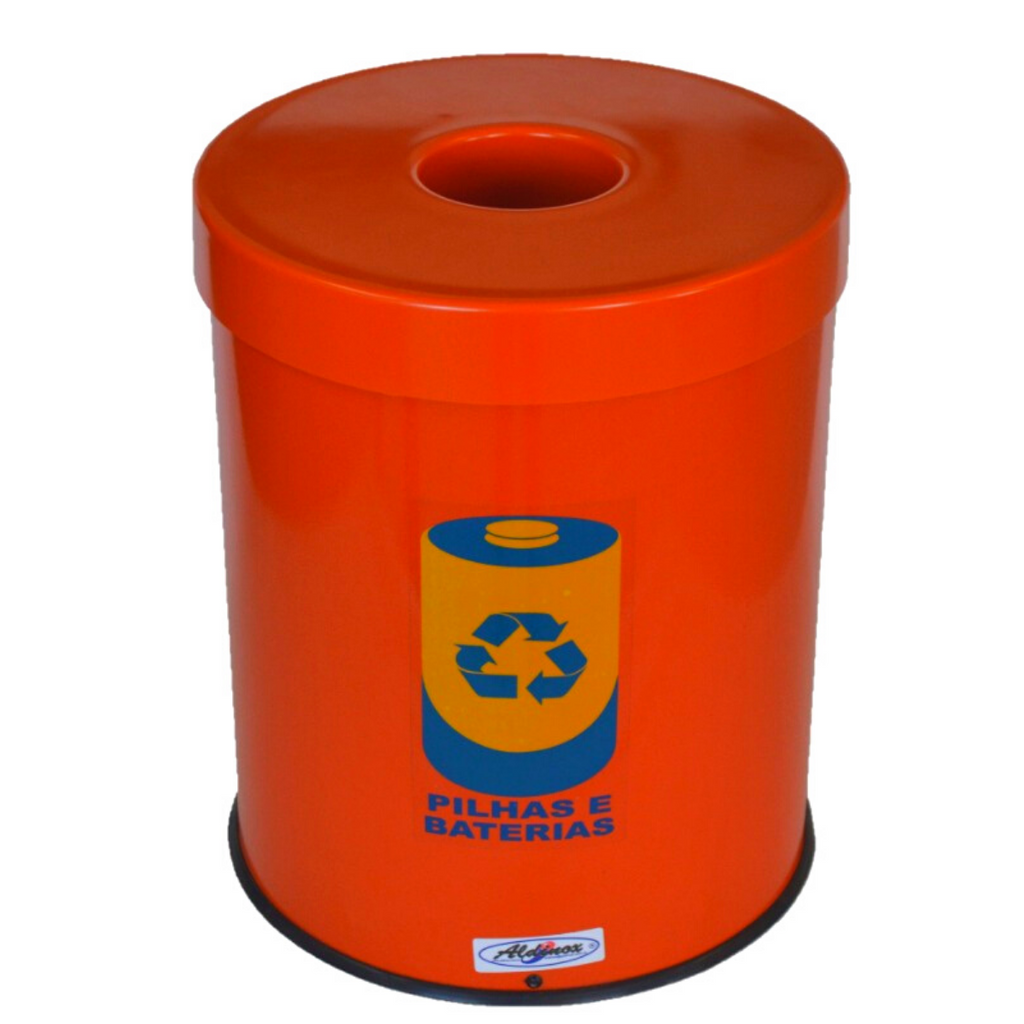 Lixeira Coleta Seletiva de Pilha Esmaltada Tampa Plástica 25L