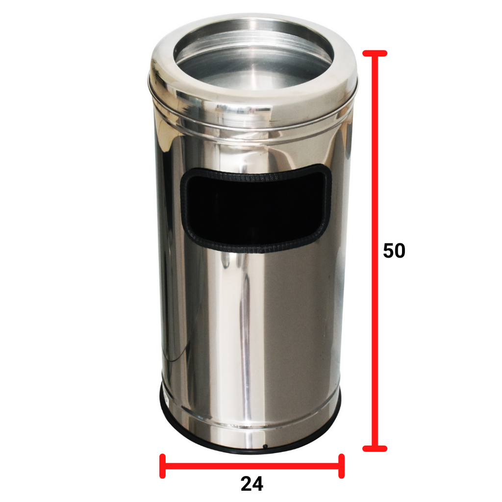 Lixeira Cinzeiro Inox C/ Aro Inox 24CMX25L