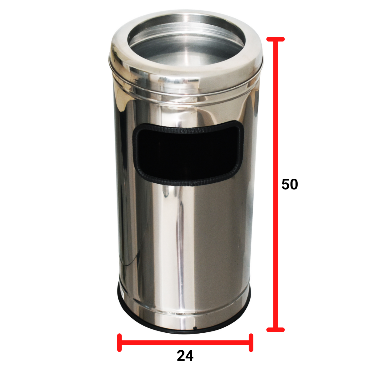 Lixeira Cinzeiro Inox C/ Aro Inox 24CMX25L
