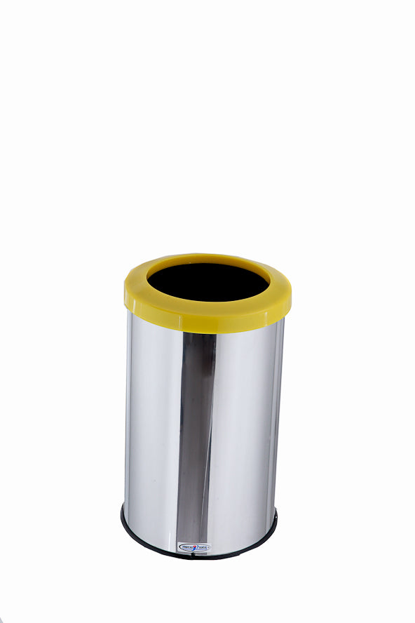 LIXEIRA INOX COM ARO PLASTICO CORES 24X40 20L MSP 601