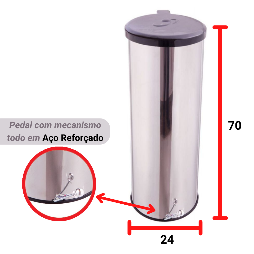 Lixeira Redonda C/ Pedal Esférico 30L