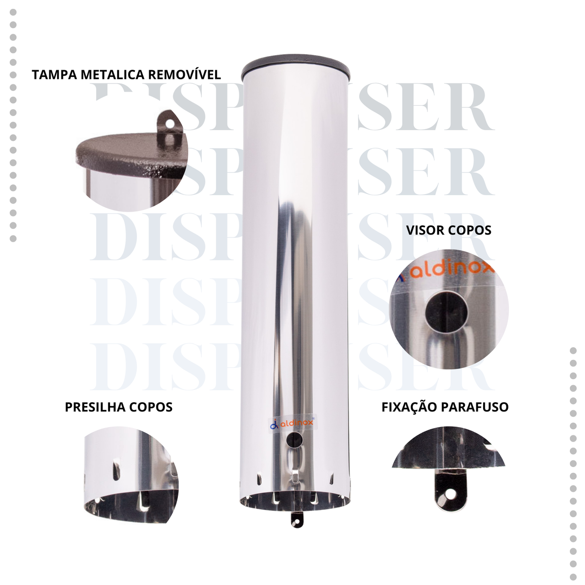 Dispenser Redondo Inox Água 700ML