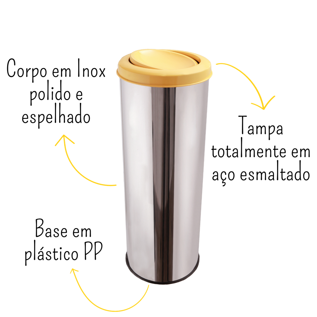 Lixeira Redonda Flip Top 30L